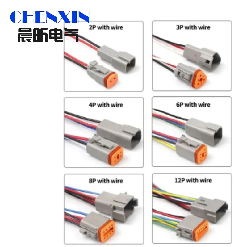 DT 2 3 4 6 8 12 Pin Automotive Sealed Electric Plug male female Waterproof Connector Wire Harness DT06-2S DT04-2P For Deutsch
