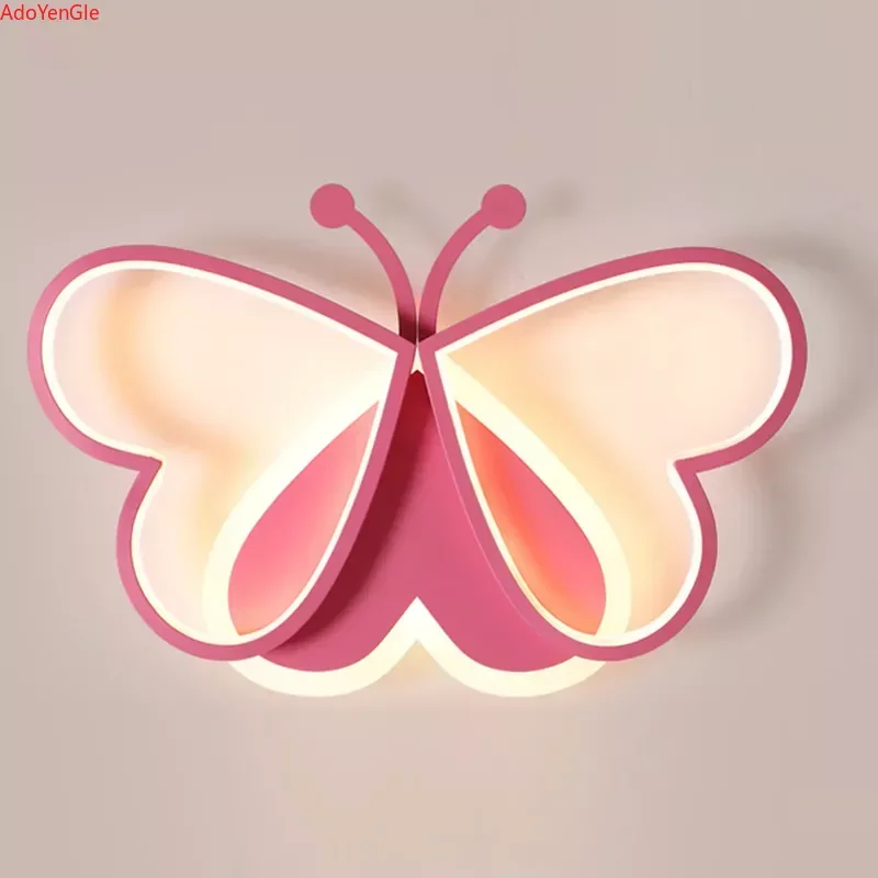 Imagem -03 - Modern Nordic Pink Butterfly Led Teto Lâmpada Lustre de Teto para Crianças Decoração Interior Crianças Quarto de Meninas Luminárias