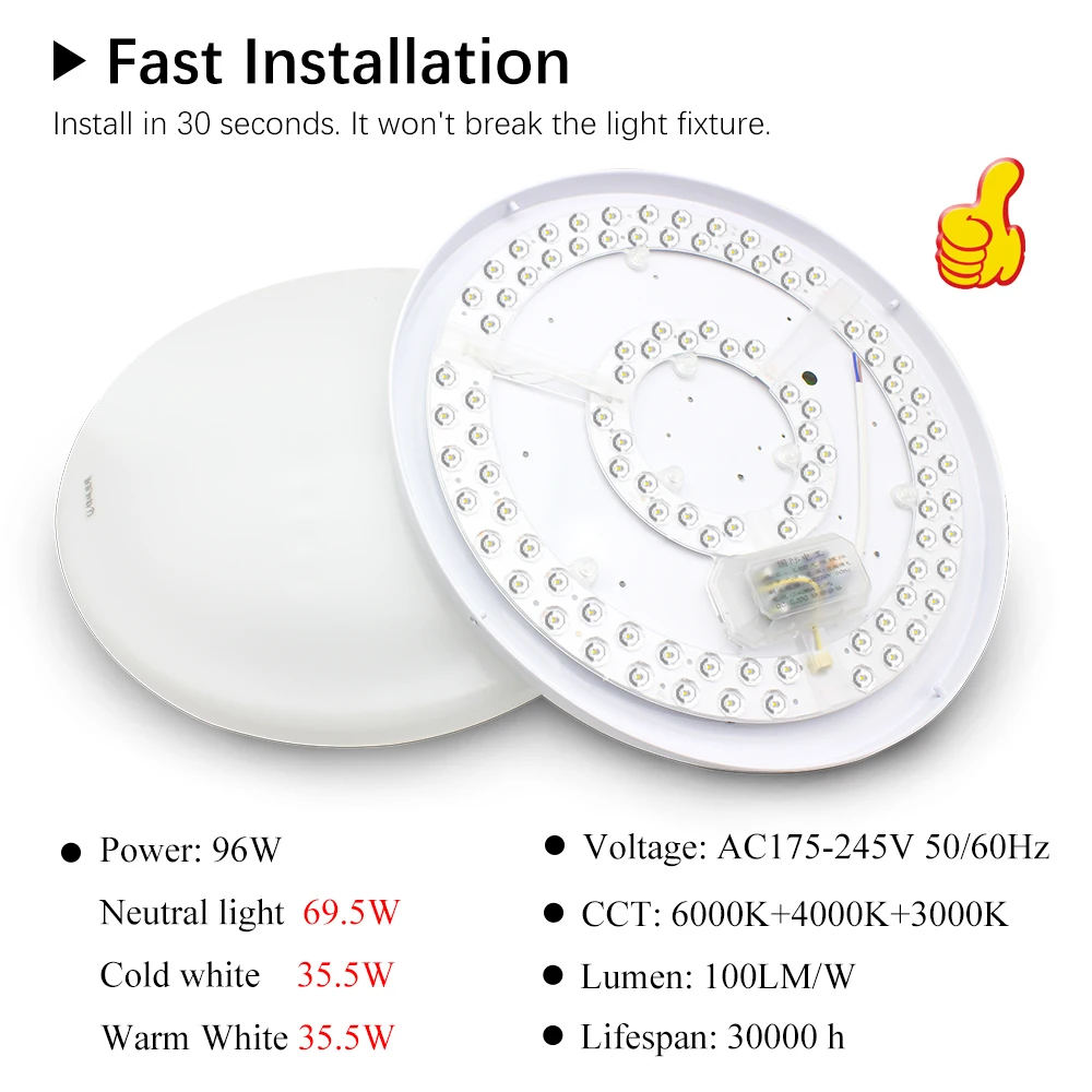 Ceiling Lamp LED Panel 220V Dimmable LED Module 96W Replacement LED Light Panel Board Round Module Lamp For Ceiling Fan Lights