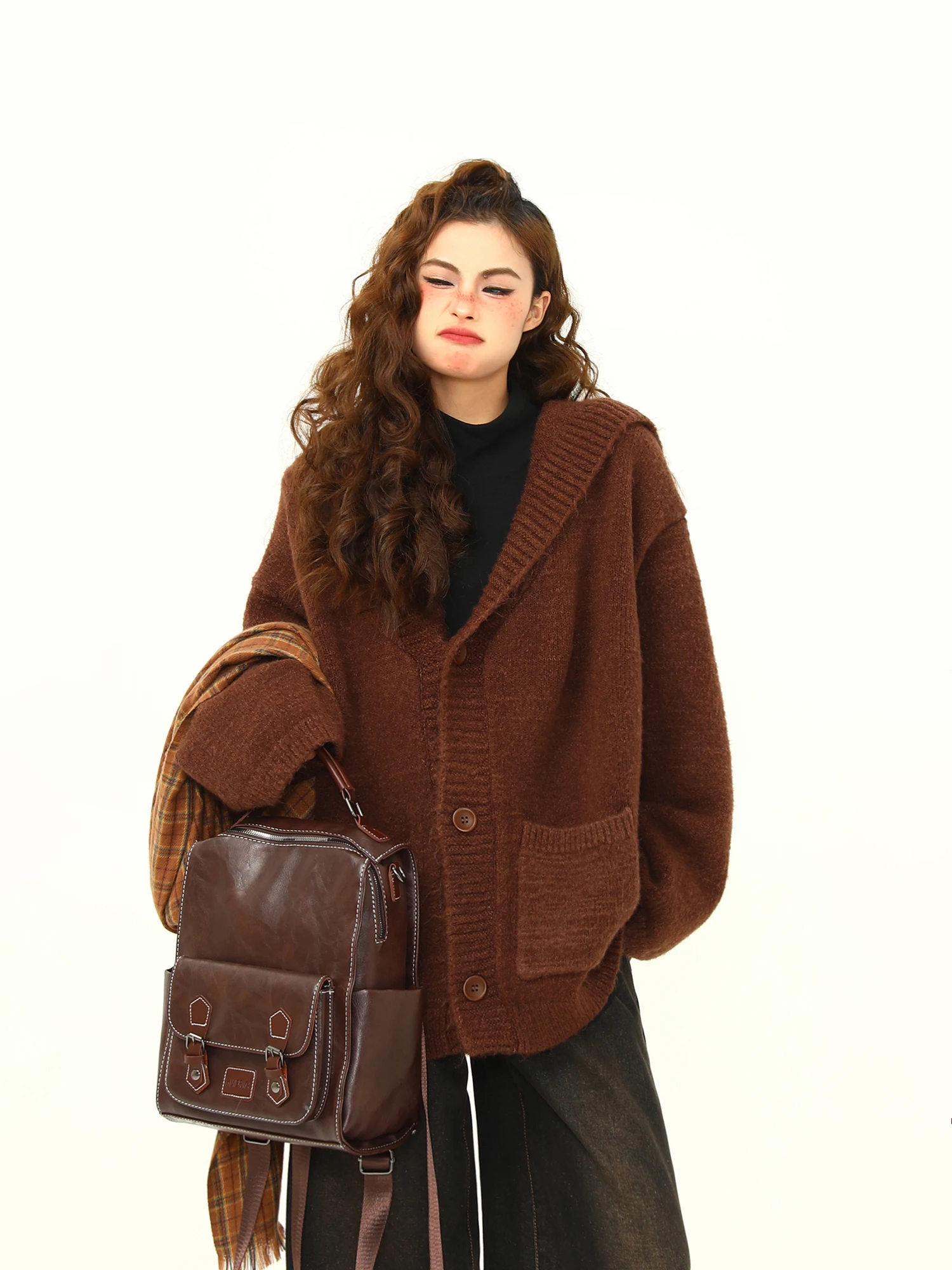 

Street Sle Women's Thiened Winter Hoodie Cardigan Loose Fit Long Sve Regular Length Single Button Closure Faionable ...