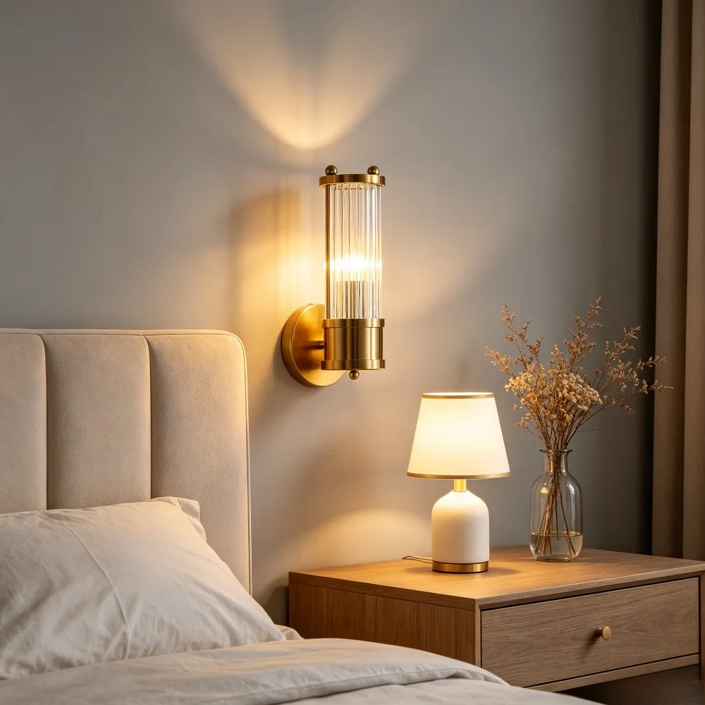 Postmodern Crystal Wall Lamp American Minimalist Living Room Tv Background  Aisle Nordic Luxury Bedroom Bedside Led Lights