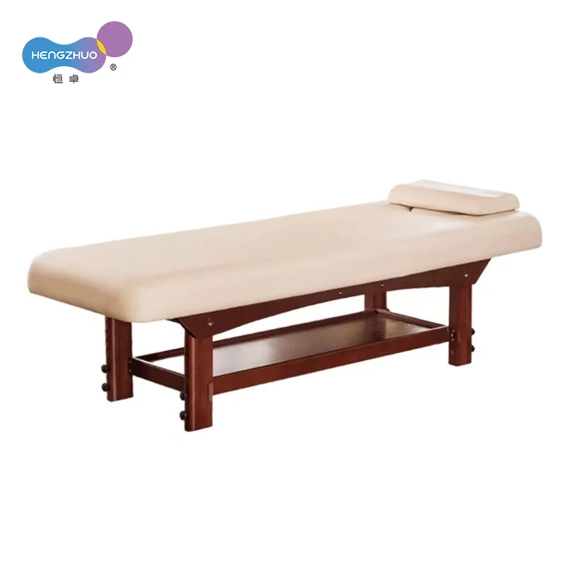 Solid Wooden Base Portable Full Body SPA Bed Chinese Style Massage Tables for Cupping Treatment for Living Room Bedroom Hotel