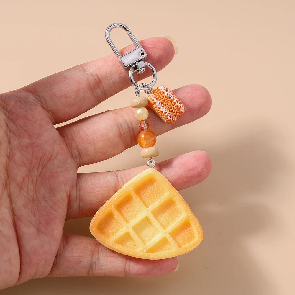 Aihua Nette Brot Keks Schlüsselbund Schöne Waffel Cookies Schlüsselanhänger Für Frauen Mädchen Simulation Lebensmittel Handtasche Anhänger Schmuck Geschenke – Detail 5