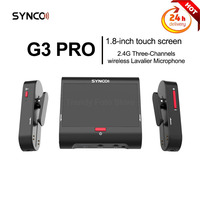 SYNCO G3 Pro Wireless Lavalier Microphone 2.4G Three-Channels Mic with 1.8-inch touch screen for Smartphone Laptop Tablet Camera