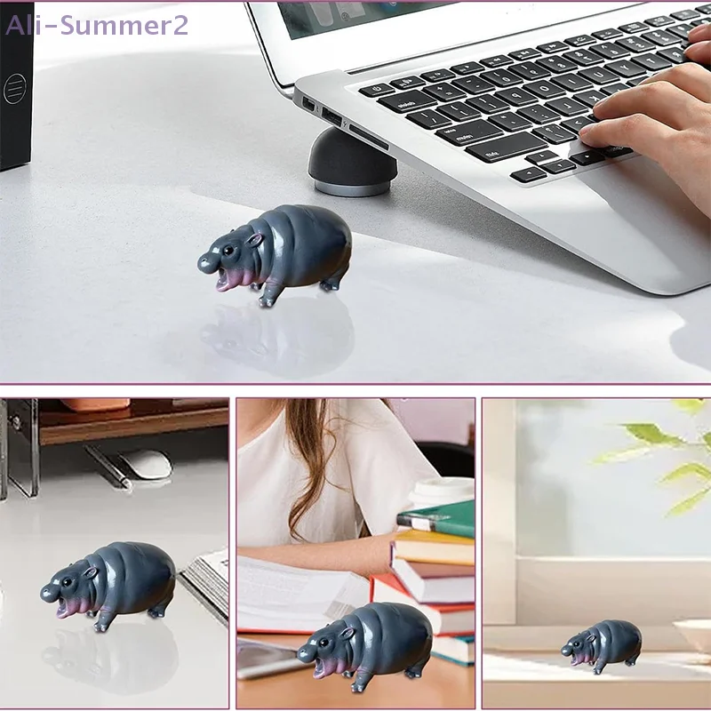 {Summer2}Moo Deng Hippo تماثيل راتينج تمثال صغير منضدية نطاط لحم الخنزير Pygmy فرس النهر تمثال شجرة عيد الميلاد Haning ديكور الحرفية #5