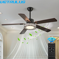 Modern Ceiling Fan Lamp Led Pendant Light Timer App 52 Inch 5 Blade Intelligent Living Room Chandelier Indoor Decor 6 Speed RC