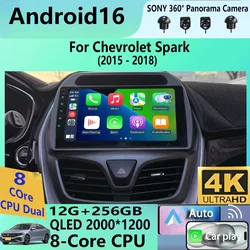 Android16 Carplay Auto WIFI+4G Car Radio For Chevrolet Spark 2015 2016 2017 2018 Multimedia GPS Player WIFI+4G Stereo Audio DSP