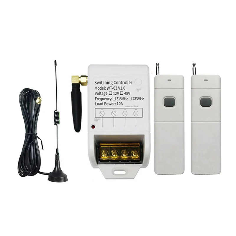 

433 МГц DC12V 24V 36V 48V 30A Реле Беспроводной пульт дистанционного управления с фиксированным переключателем + передатчик 3000M для водяного насоса Светодиодный светильник