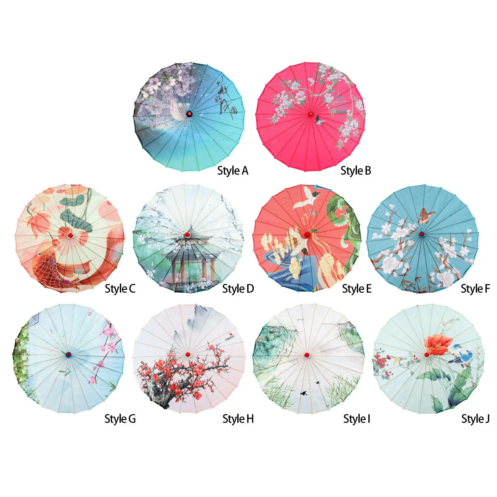 Oiled Paper Umbrella Chinese Japanese Art Classical Dance Umbrella Classical Dance Parasol for Music Festivals Village Scenery