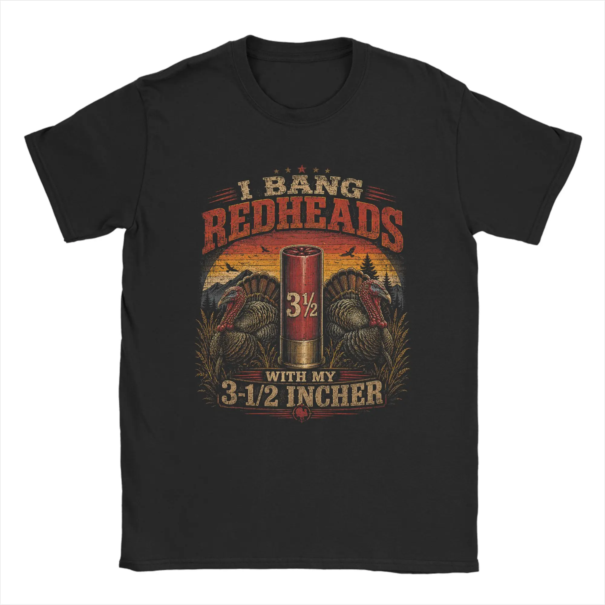 Men's T-Shirt I Bang Redheads Turkey with My 3 1/2 in Funny Hunting Tees Short Sleeve  T Shirts Round Collar Clothes Classic