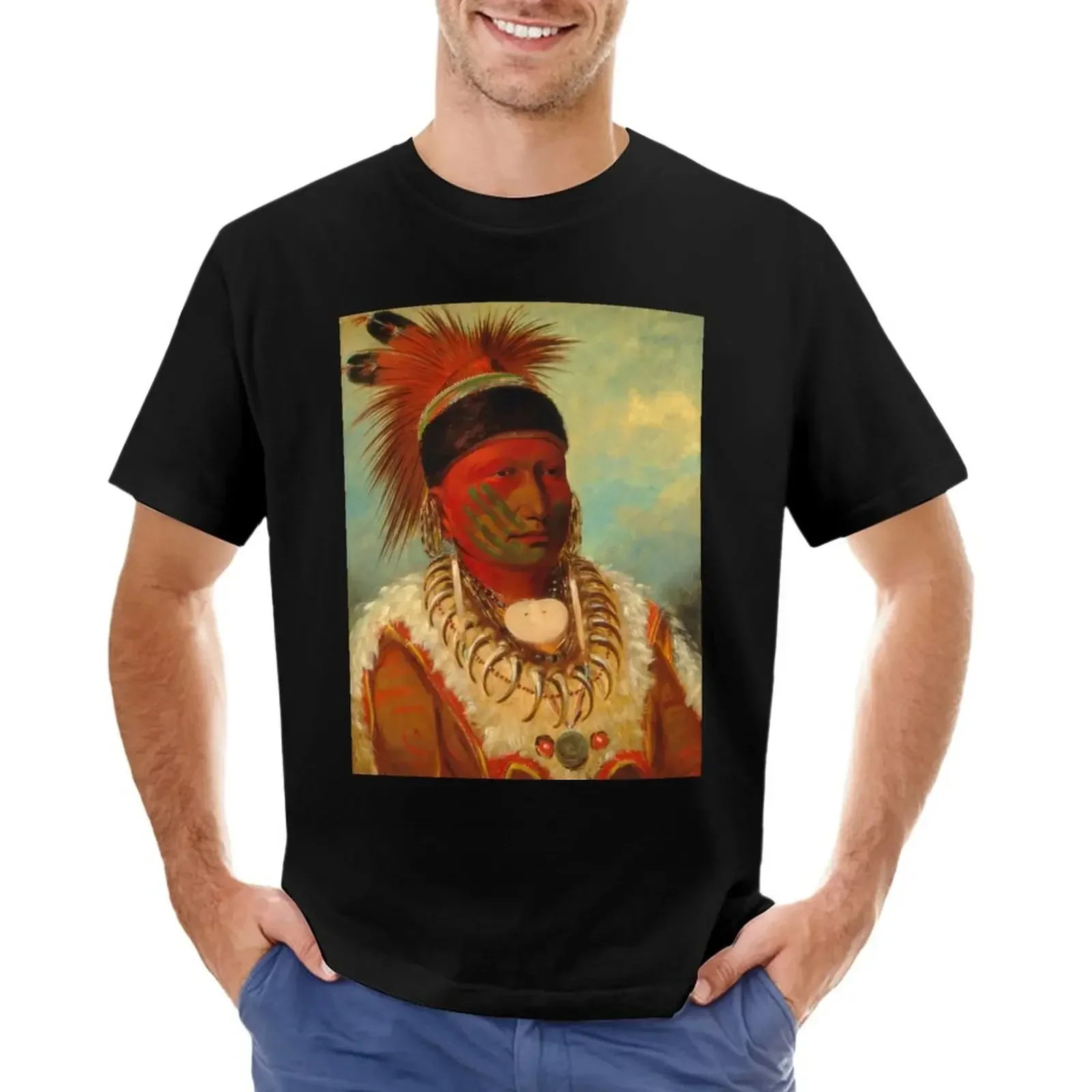 The White Cloud Head Chief of the Iowas by George Catlin T-Shirt boys whites funnys hippie clothes black t-shirts for men summer