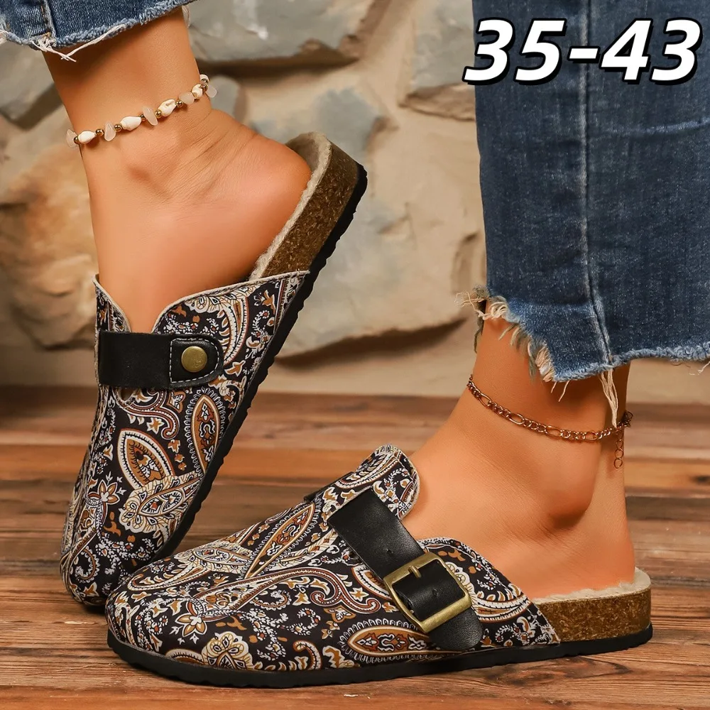 

Элегантные женские тапочки в новом модном богемном стиле, уличные закрытые ретро-туфли на платформе для женщин, домашние шлепанцы