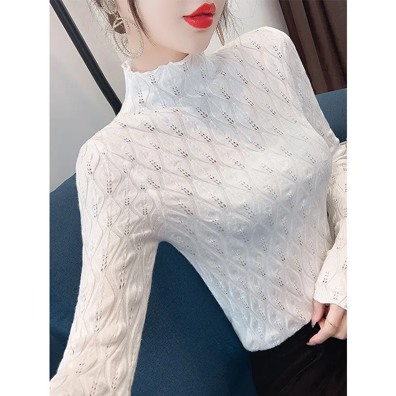Autumn Fashion Long Sleeve Skinny Elastic Sweater Women Knitted Shirts Pullover Tops Women's Pullovers Knit Bottoming Shirt