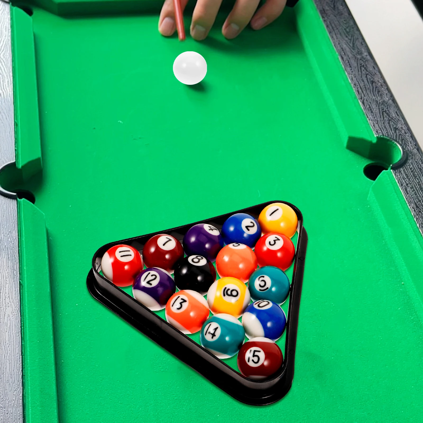 

16 Mini 32mm Resin Durable Smooth Billiards Rack Billiard Practice Ball Kids Billiard Training Set Rack Practical Supplies