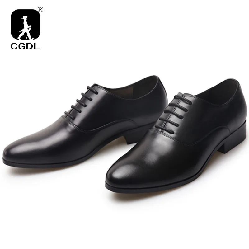 3CM Heels Men Wedding Shoes Genuine Leather White Black Oxford Dress Business Suit Shoe Lace Up Point Toe Formal Shoes Handmade