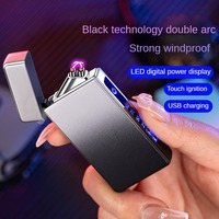 Outdoor Windproof Portable Double Arc Electric Lighter LED Display High Power Smoking Accessories Touch Sensitive Lighters Gifts