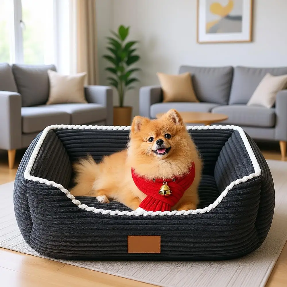 

Orthopedic Dog Bed for Medium Dogs, Supportive Foam Pet Couch Bed with Removable Washable Mat and Nonskid Bottom (Medium, Dark G