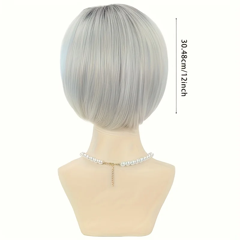 Women's Silver Gray Short Pixie Synthetic Wig