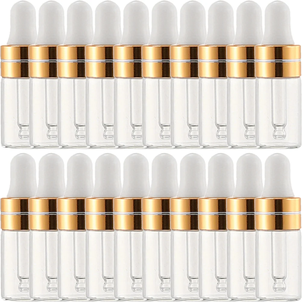 NOLITOY 20 Pcs 3ml Clear Glass Dropper Bottles for Essential Oils Empty Mini Pipette Vials Travel Liquid Containers