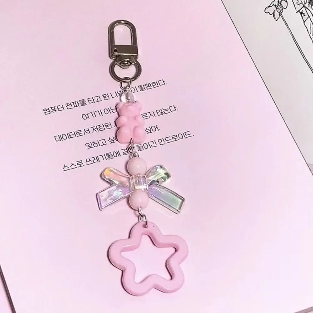 

Kawaii Handmade Cat Claw Phone Charm Y2K Sea Theme Cat Claw Pendant Cartoon Pink Star Bead Phone Keychain Backpack