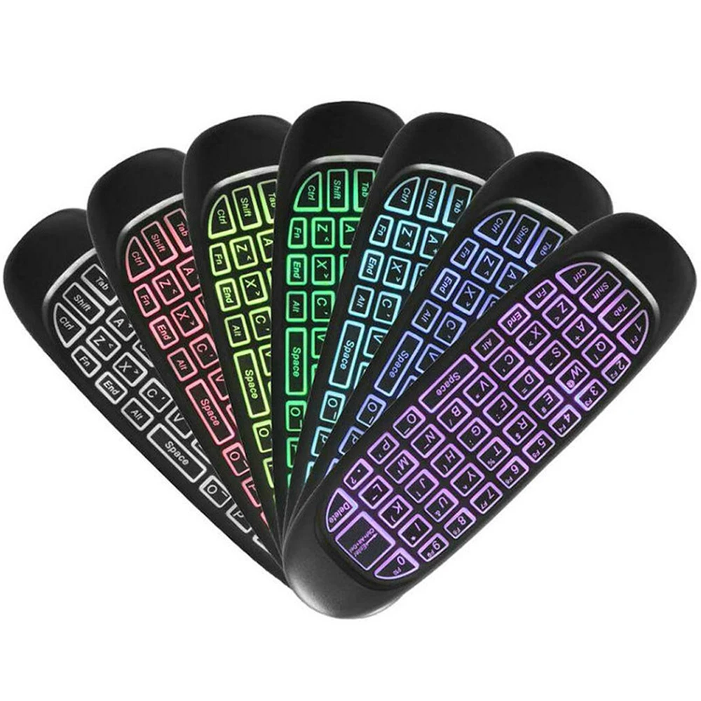 

Pop C120 RGB 7 Backlight Fly Air Mouse Gyro Sensor Wireless 2.4G RF Keyboard Remote Control For Gaming Android Smart TV Box