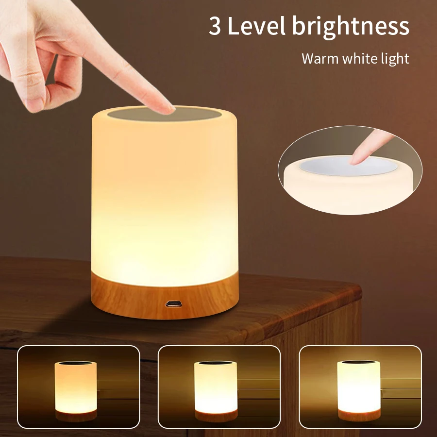 Rechargeable Touch Night Light 7/13 Color Changing Bedside Bedroom Table Lamp Portable Dimmable Atmosphere Decor Lighting