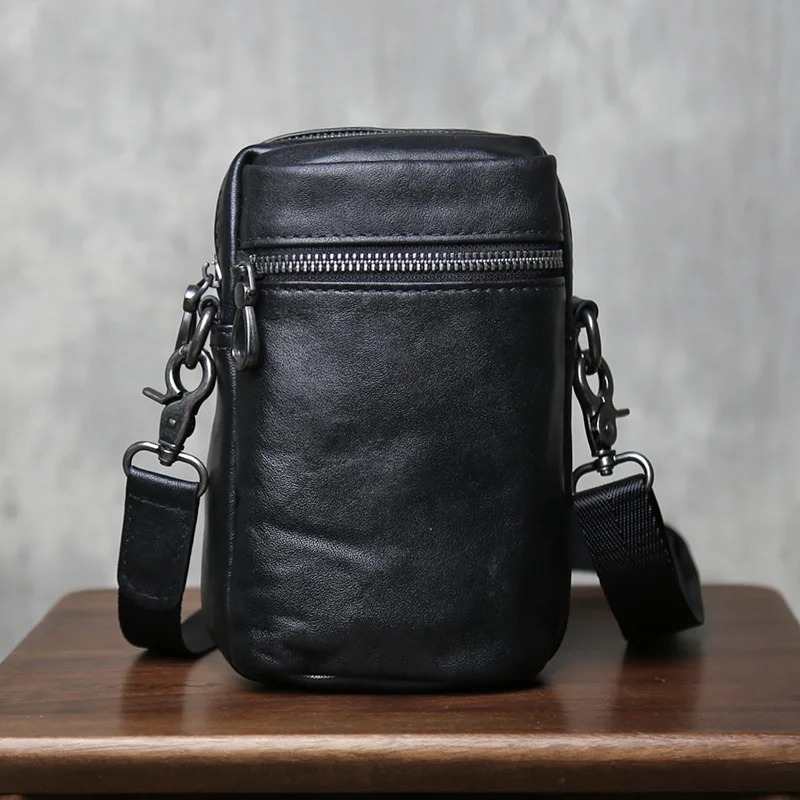 

New Genuine Leather Mobile Phone Bag With Leather Cover Layer Men's Shoulder Crossbody Bag Casual Belt Wearing Waist Hanging