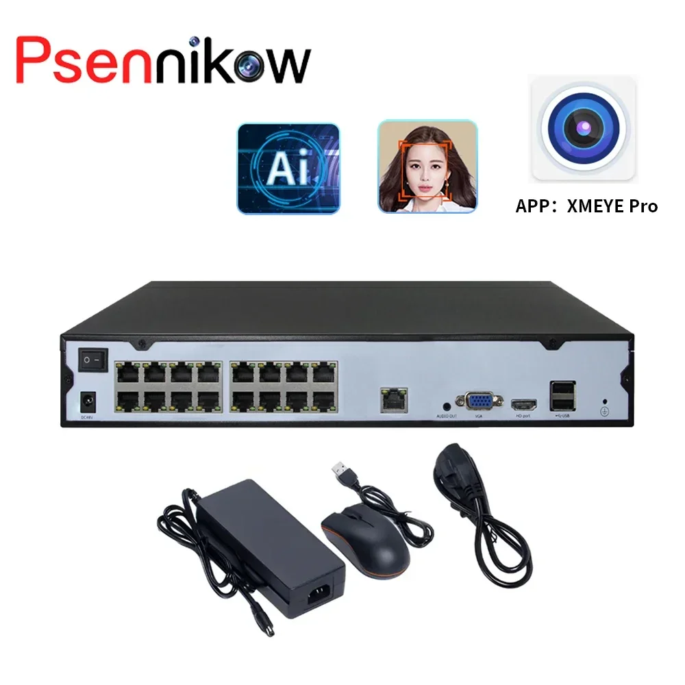 4k Ultra HD POE Kit NVR Video Recorder Onvif H.265 Face Detection IP Camera CCTV System  Network Security Surveillance Camera
