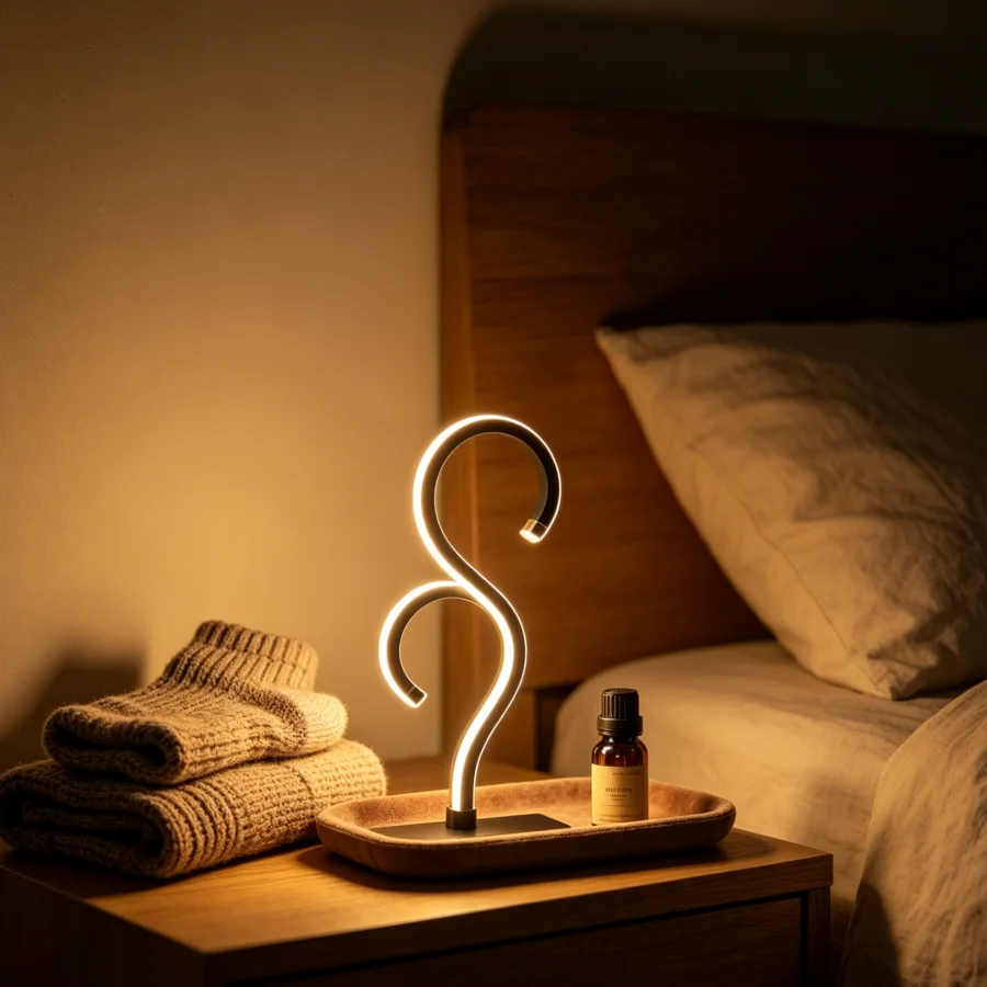 1PC S-Shaped LED Table Lamp, Warm White Ambient Night Light, USB Powered Decor Lamp for Living Room, Bedroom, Home Decor