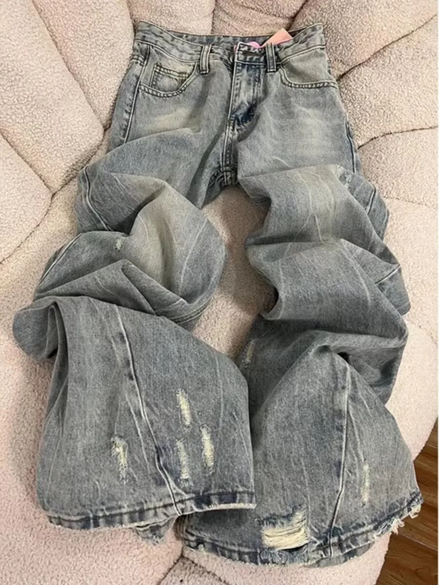 

Светло-голубые джинсовые джинсы с низкой талией, женские летние новые свободные широкие брюки для девочек, прямые длинные брюки