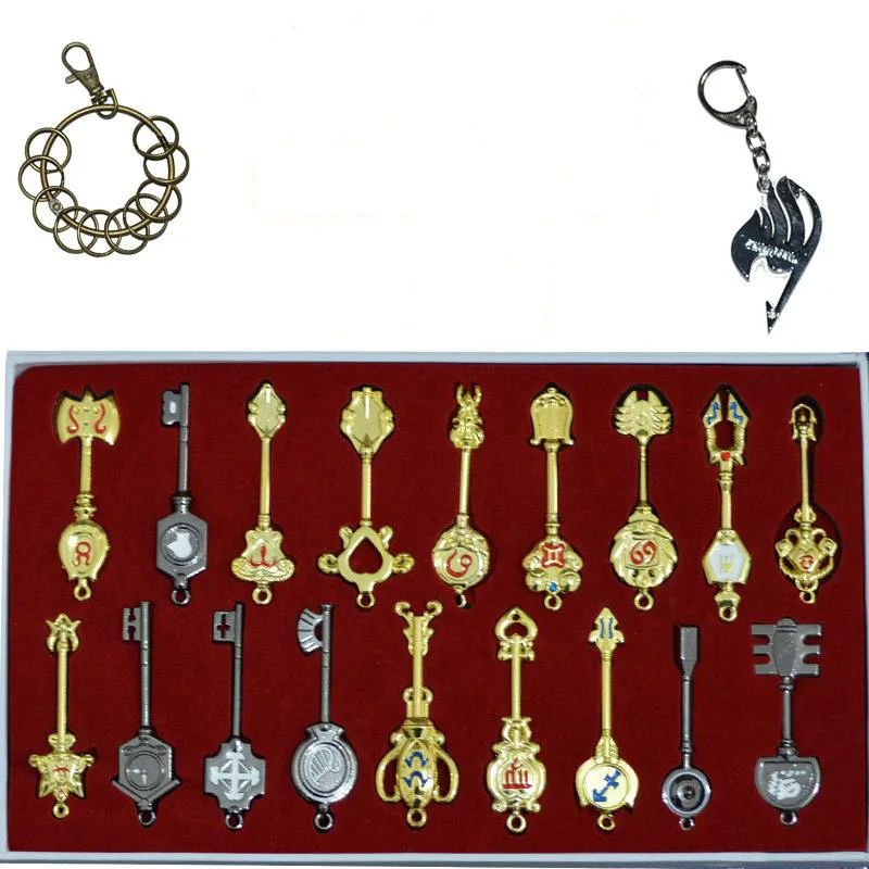 18Pcs Anime Cartoon Fairy Tail Key Set 12Th Palace Lucy Star Spirit 12 Constellation Key Creative New Bedroom Decoration Pendant