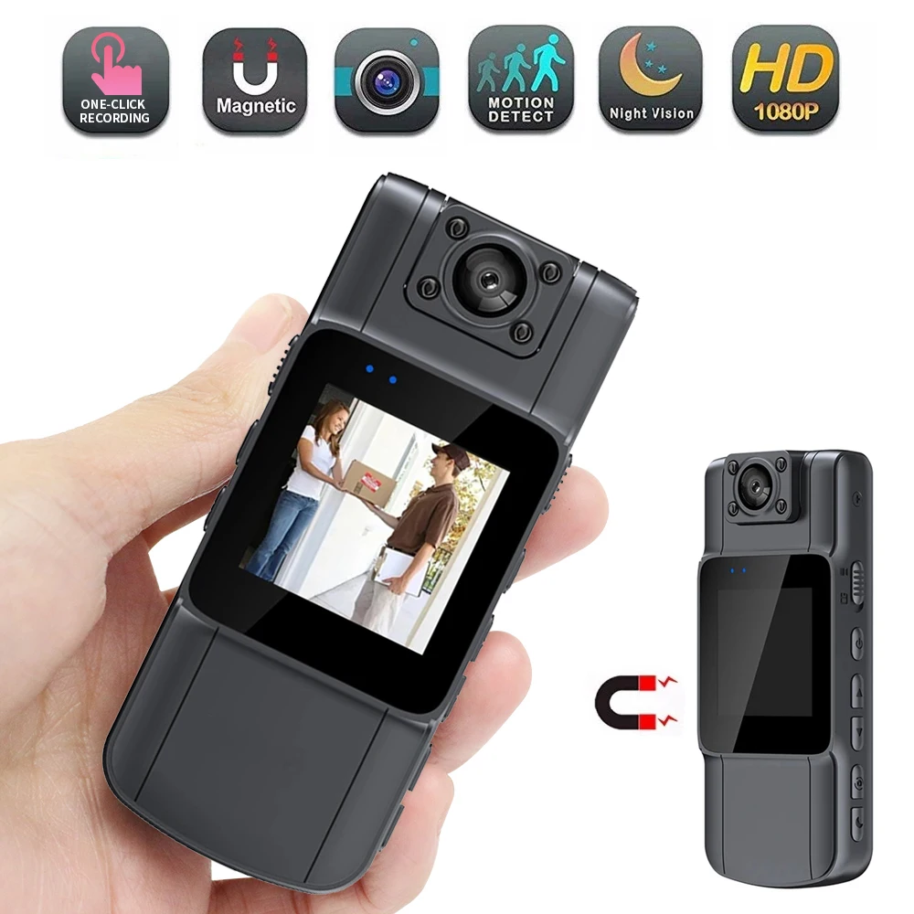 Full 1080P HD Mini Camera 1000mAh Camcorder Body Worn Police Cam Small 180° Rotating Bike Camera Sports DV Car DVR