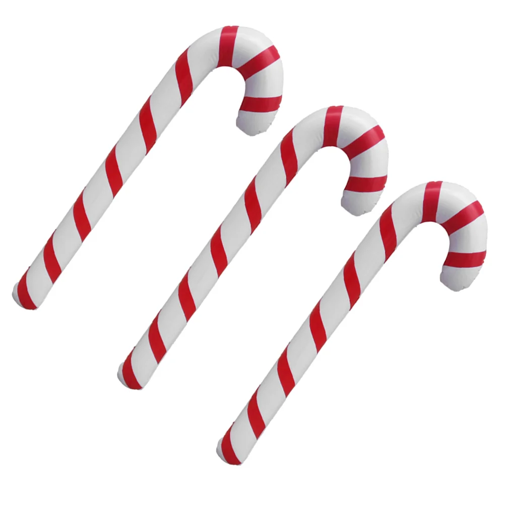 3 Pcs Decor Christmas Accessory Candy Cane Lollipop Inflation Walking Sticks Canes Red Xmas Tree Ornament Party Favor Child