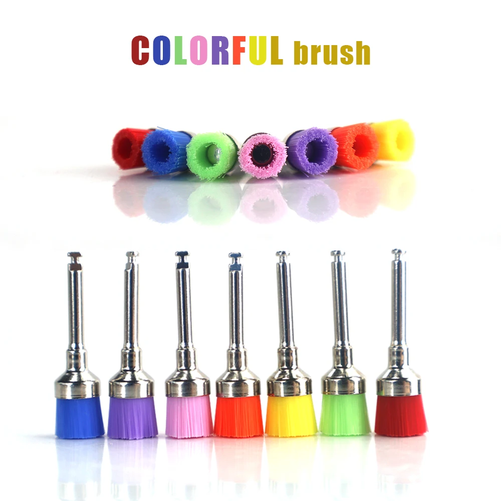 100Pcs/Bag Dental Prophy Brush Tooth Polishing Brushes Latch Screw Type Nylon Bristle Brush for Stain Removal and Polishing