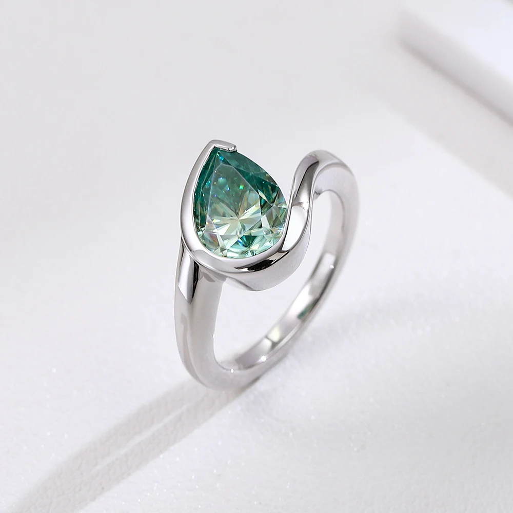 

Provence Trendy Ring KGold Green Lab Gemstone Women Men Luxury Water Drop Wedding Rings Accent Ring Fine Jewelry Parties Custom