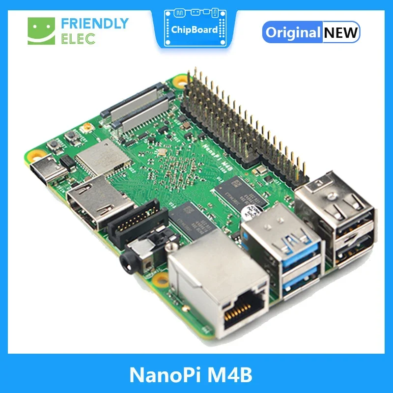 NanoPi M4B 2GB DDR3 Rockchip RK3399 Cámara dual WiFi-5G de doble canal, compatible con Android 8,1 Ubuntu Lubuntu compatible con RPi B3+