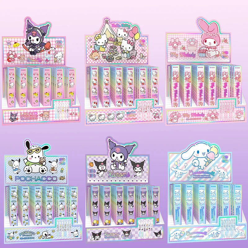 

36pcs/Box Sanrio Gel Pen Kuromi Hello Kitty Cinamonroll Student Writing Office Signature Neutral Pen School Supplies Stationery