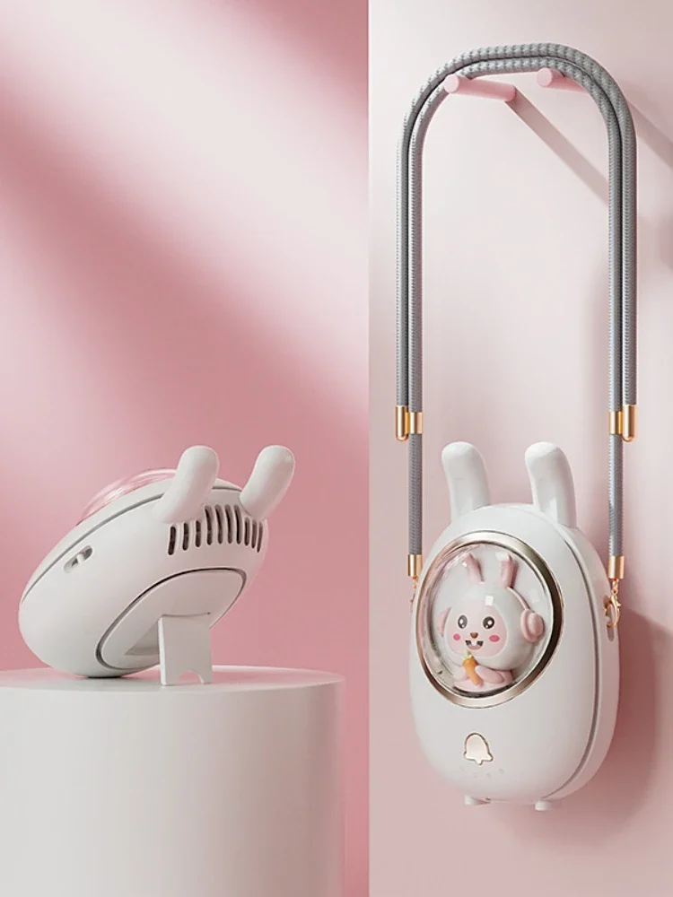 2022 novas crianças pendurado pescoço ventilador recarregável usb desktop pequeno ventilador portátil 1200mah bateria de lítio fãs mão