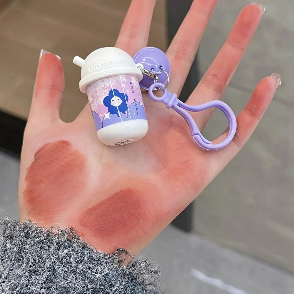 新6色マットリップグロス 防水ベルベットキュートリップマッド 長持ちレッドリップグロス キーホルダーリップスティック