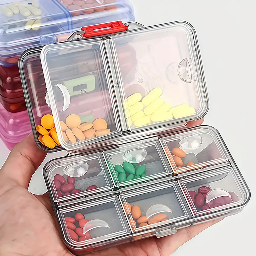 

1PCS Travel Pill Organizer Large Portable Medication 7/8 Compartment Pill Box, Vitamin Travel Case Pill Holder Moistureproof