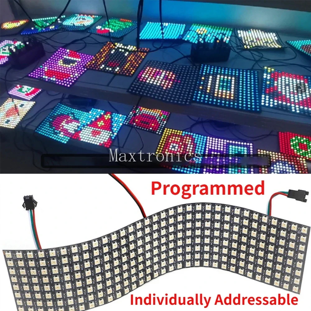 Nowy Panel matrycowy WS2815 WS2812B elastyczny ekran cyfrowy piksel LED zaprogramowany indywidualnie adresowany kolorowy wyświetlacz DC5/12V