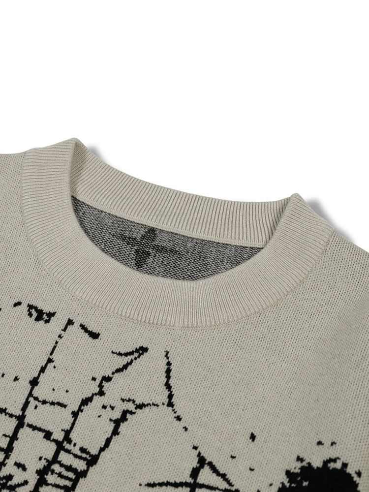 New Casual Mens Knit Jumper Tops Autumn Winter Vintage Pattern Sweater Men Fashion Crew Neck Long Sleeve Knitted Sweaters