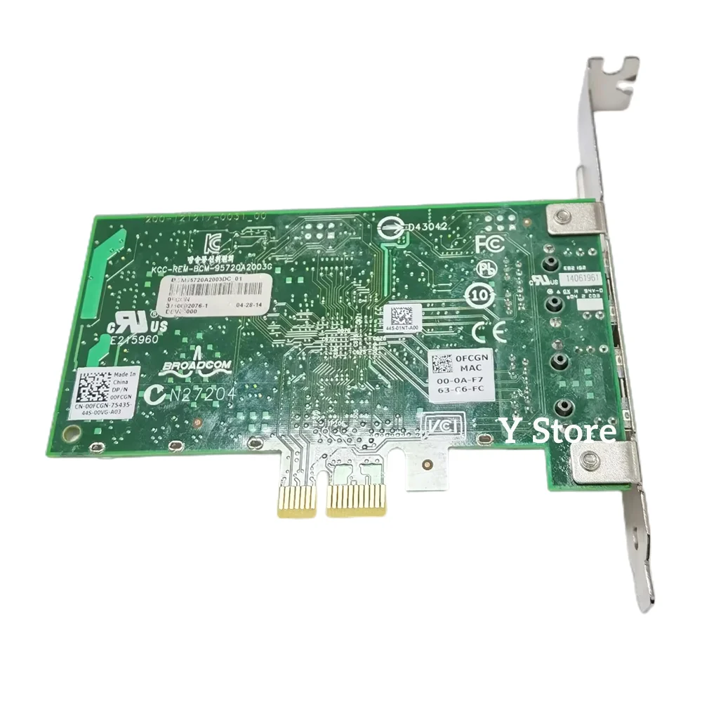 Imagem -05 - Loja Y-placa Gigabit Internet Network Pci-e para Dell Versão 00 Dell Fcgn 0fcgn 557m9 5720 Bcm5720 Dual Port