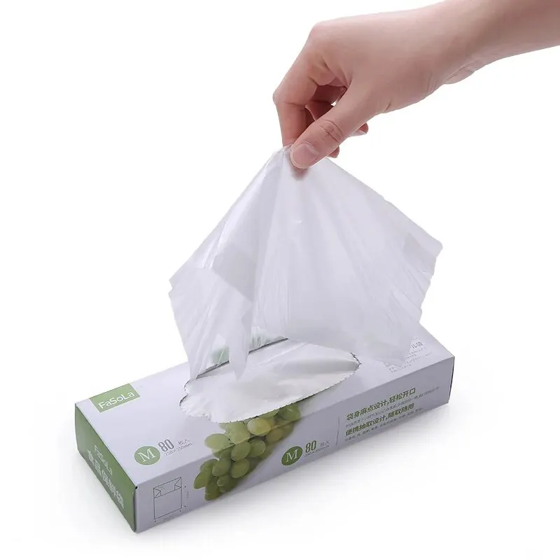 80 Pieces Disposable Food Storage Bags One-Time Preservative Home Use Package Bags, Refrigerator Disposable Plastic Bag