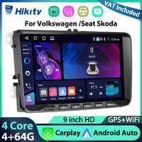 Hikity 4+64G 9'' Car Stereo For VW/GOLF/PASSAT/POLO/BORA Multimedia Player Carplay Android Auto WIFI GPS DSP Bluetooth Car Audio