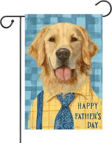 Happy Father's Day! Bow tie Golden Retriever garden flag, 12x18 XXQ