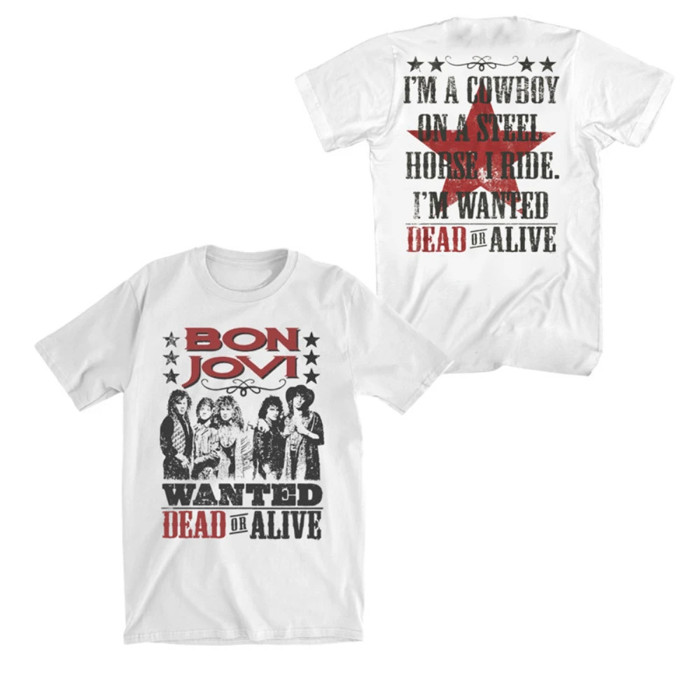 Metal Bon J Jovi Rock Band Summer Men's Vintage American Street Punk T-Shirt Unisex Retro Street Heavy Metal Enthusiast T-shirt