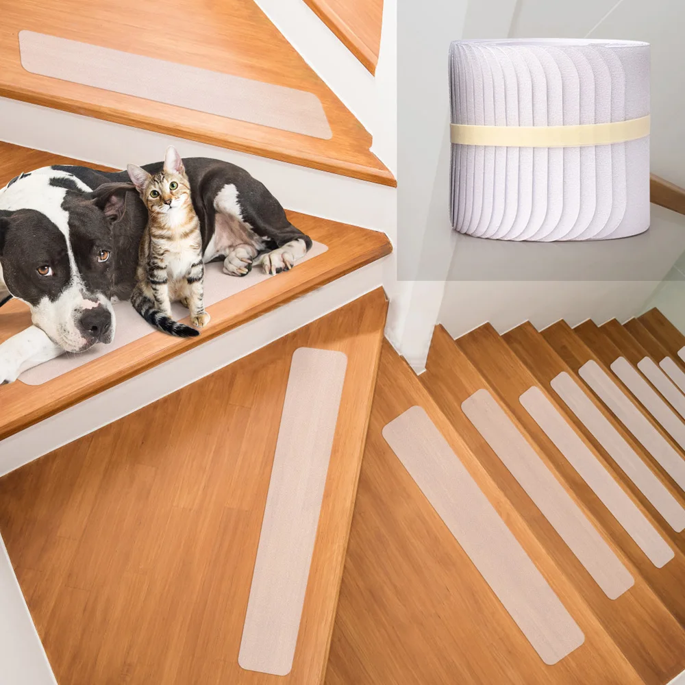 Stair Anti-Slip Stickers Non-Skid Clear Floor Tape Clear Stair Treads Carpet Protector Set For Pet Children Old Men