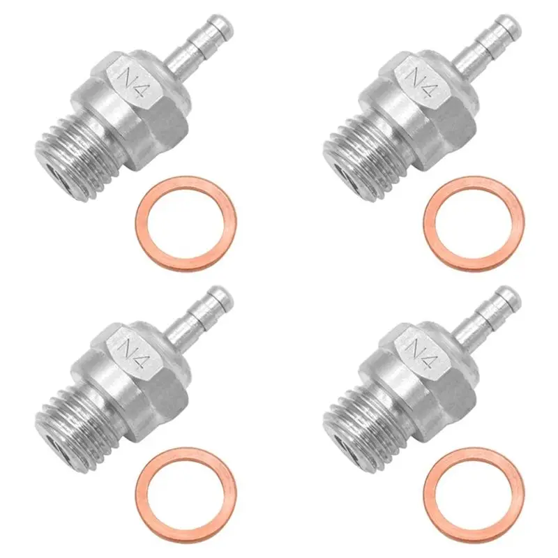 A72P 4Pcs Hot Glow Plug N4 Spark Nitro Engine Parts Replace OS for 1/8 1/10 RC Car Truck