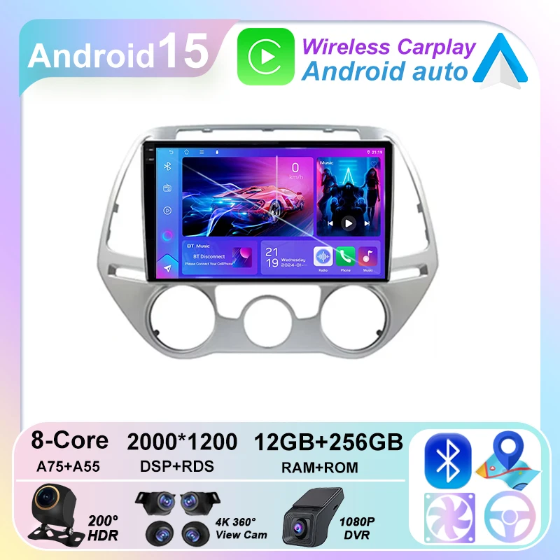 

Radio Carplay Android For Hyundai i20 PB 2012 - 2014 Navigation GPS Auto reproductor Multimedia Autoradio Stereo Wifi No 2din
